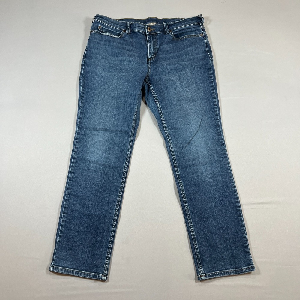Duluth Trading Co. Jeans Womens 12x29 Blue Denim Stretch Mid Rise Straight Leg